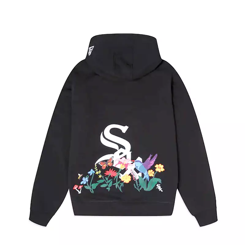 [13090870] Chicago White Sox Blooming Black Mens Pullover Hoodie