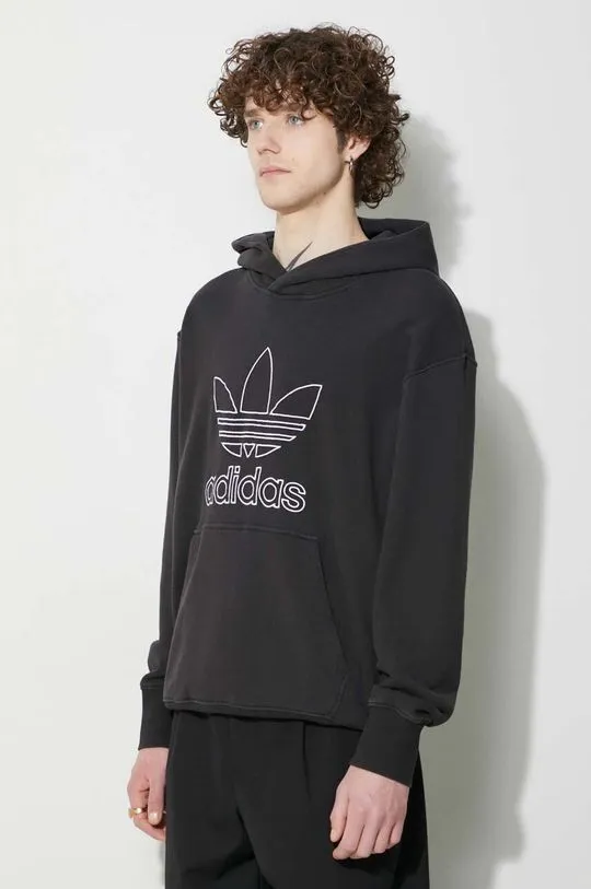 adidas Originals cotton sweatshirt Trefoil Hoodie men's black color IU2373