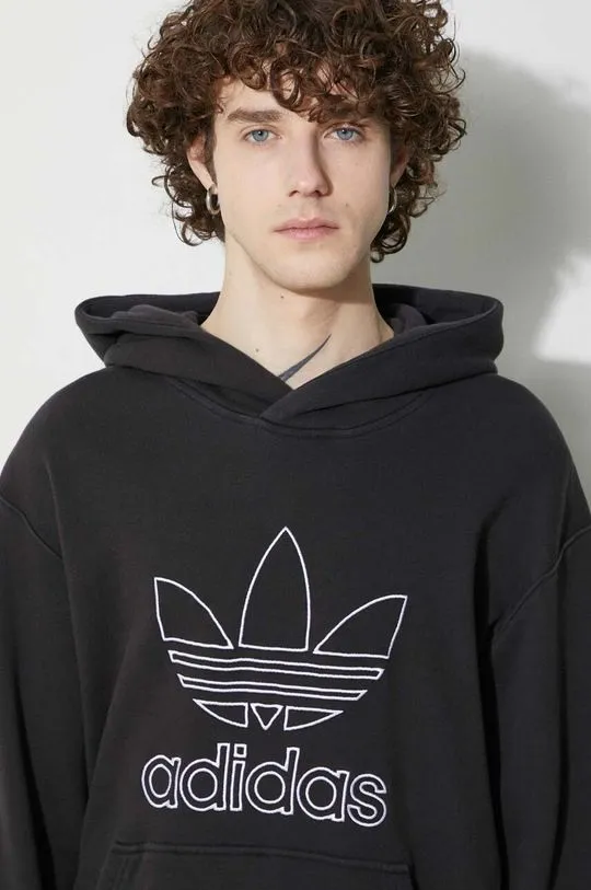 adidas Originals cotton sweatshirt Trefoil Hoodie men's black color IU2373