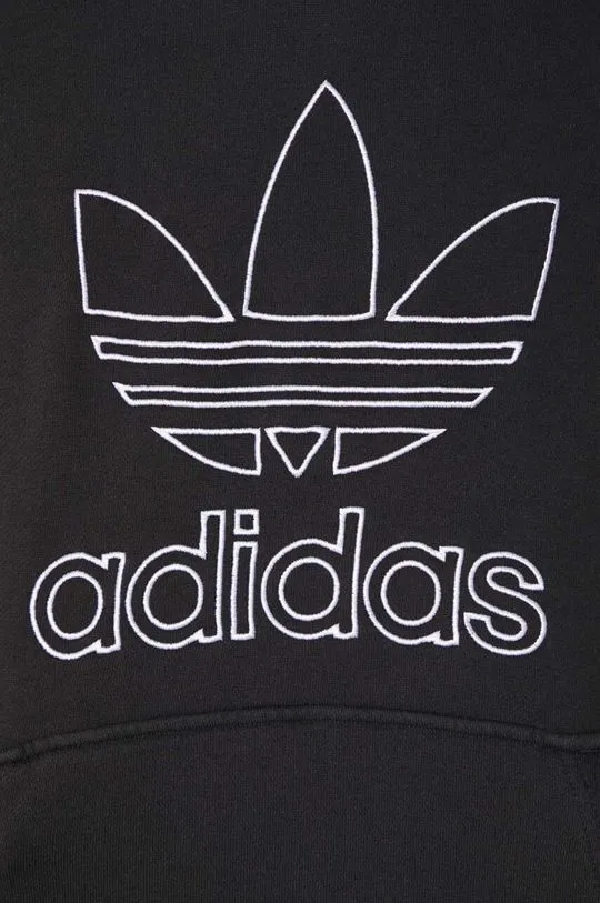 adidas Originals cotton sweatshirt Trefoil Hoodie men's black color IU2373