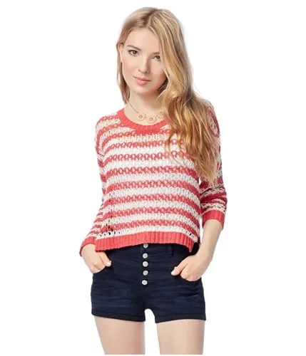 Aeropostale Womens Crochet Knit Sweater, TW1