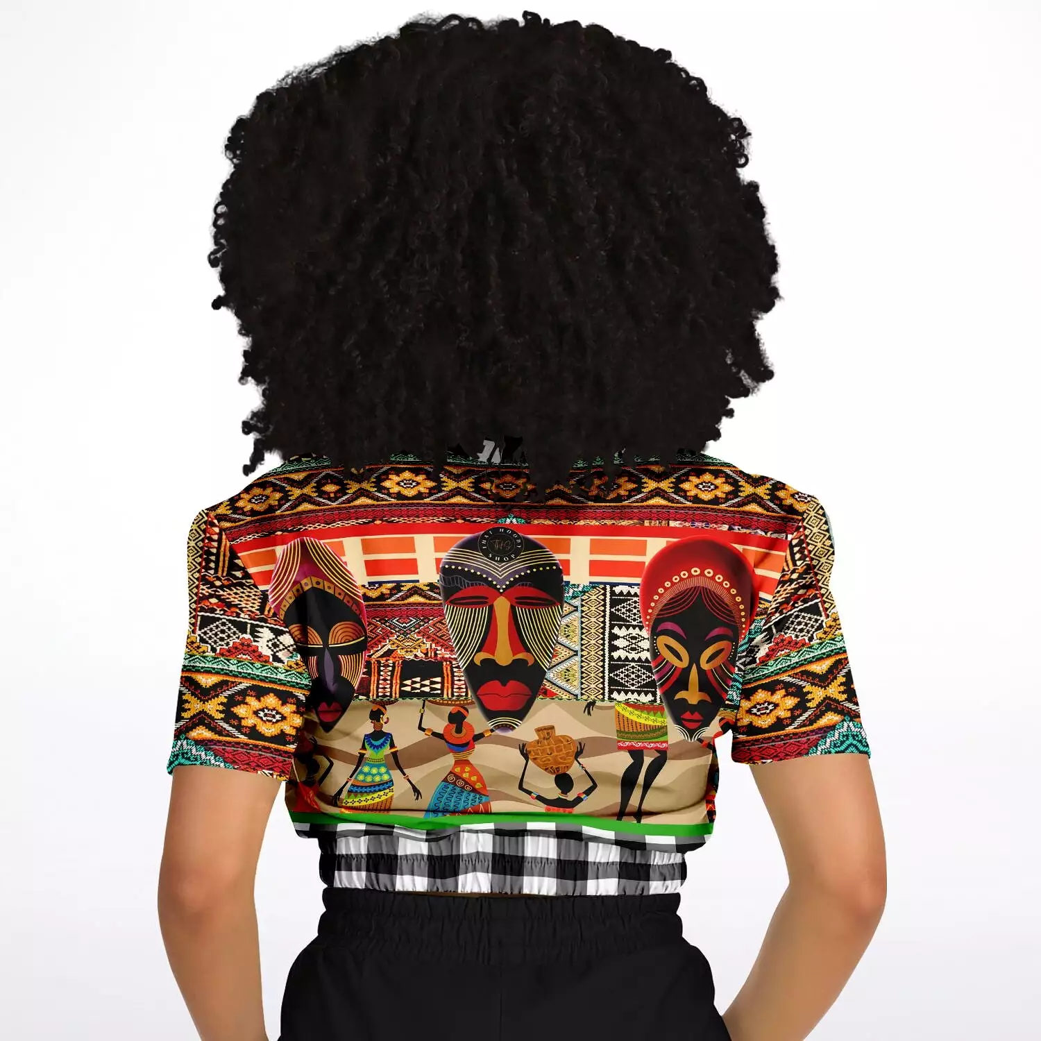 Africa Bombastic Short Sleeve Cropped Eco-Poly Sweater