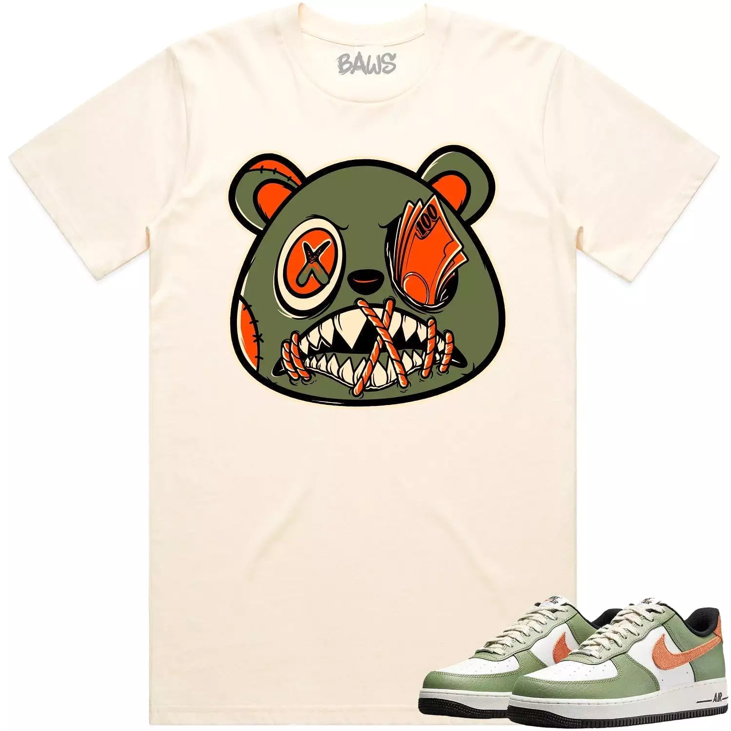 Air Force 1 Oil Green Shirt to Match - CELADON MONEY TALKS BAWS