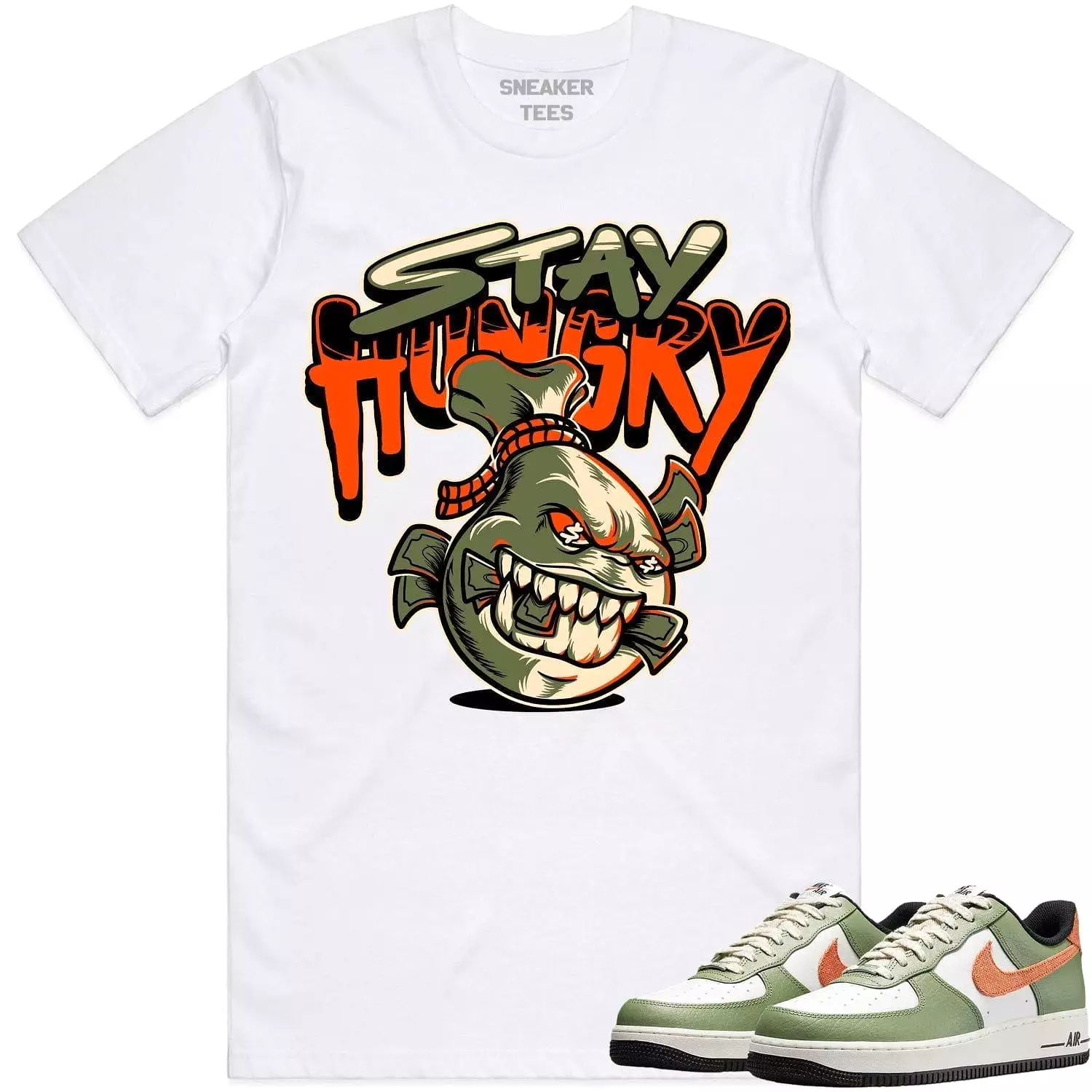 Air Force 1 Oil Green Shirt to Match - CELADON STAY HUNGRY