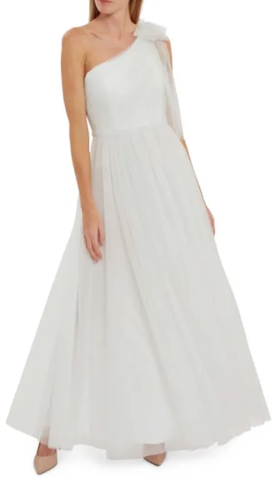 Akira Spot Tulle Maxi Dress White