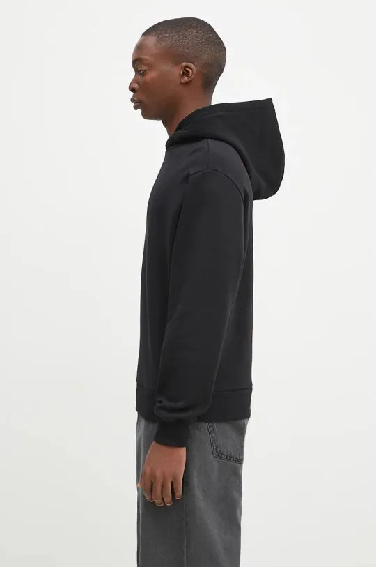 A.P.C. cotton sweatshirt hoodie boxy micro logo GOTS men's black color hooded smooth COHBX.H27911