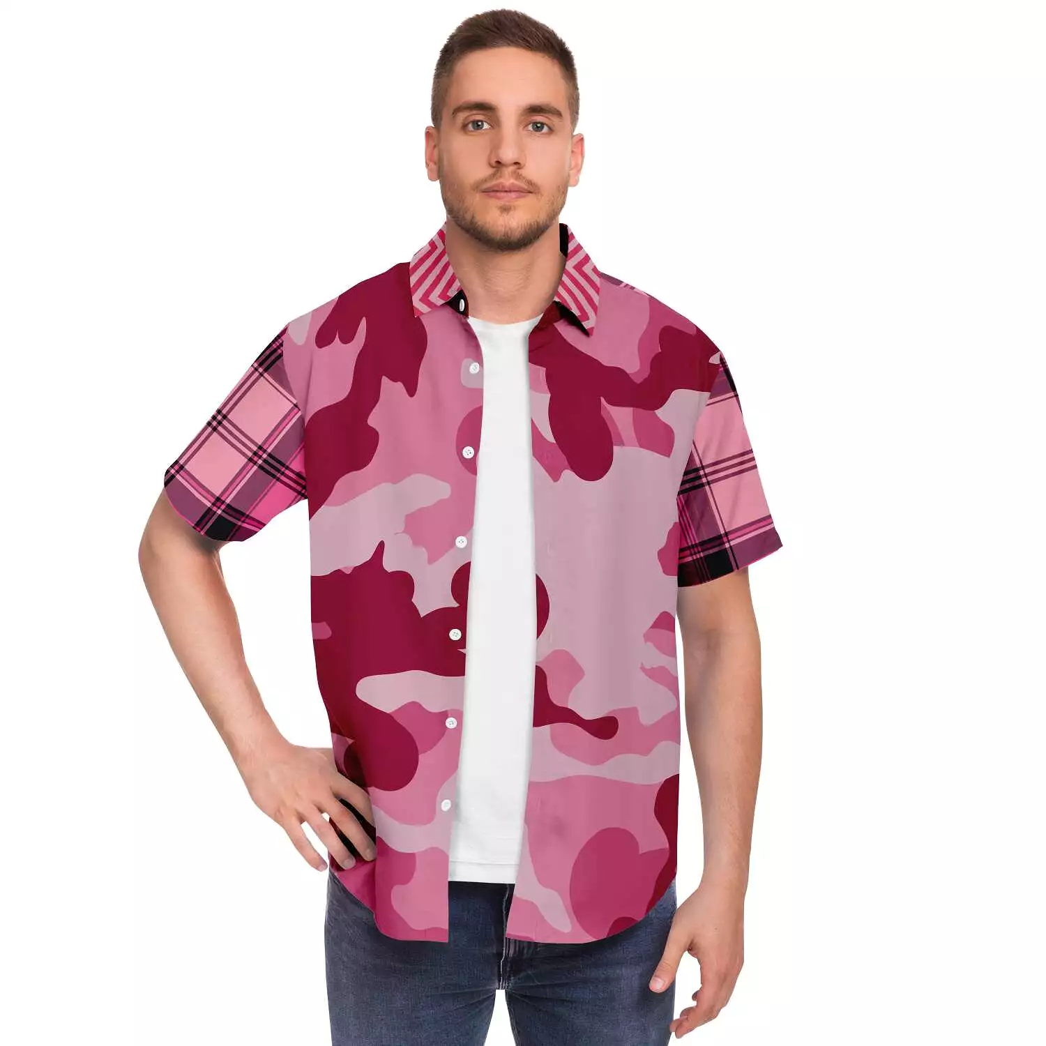 Art of War Short Sleeve Camo Button Down Shirt