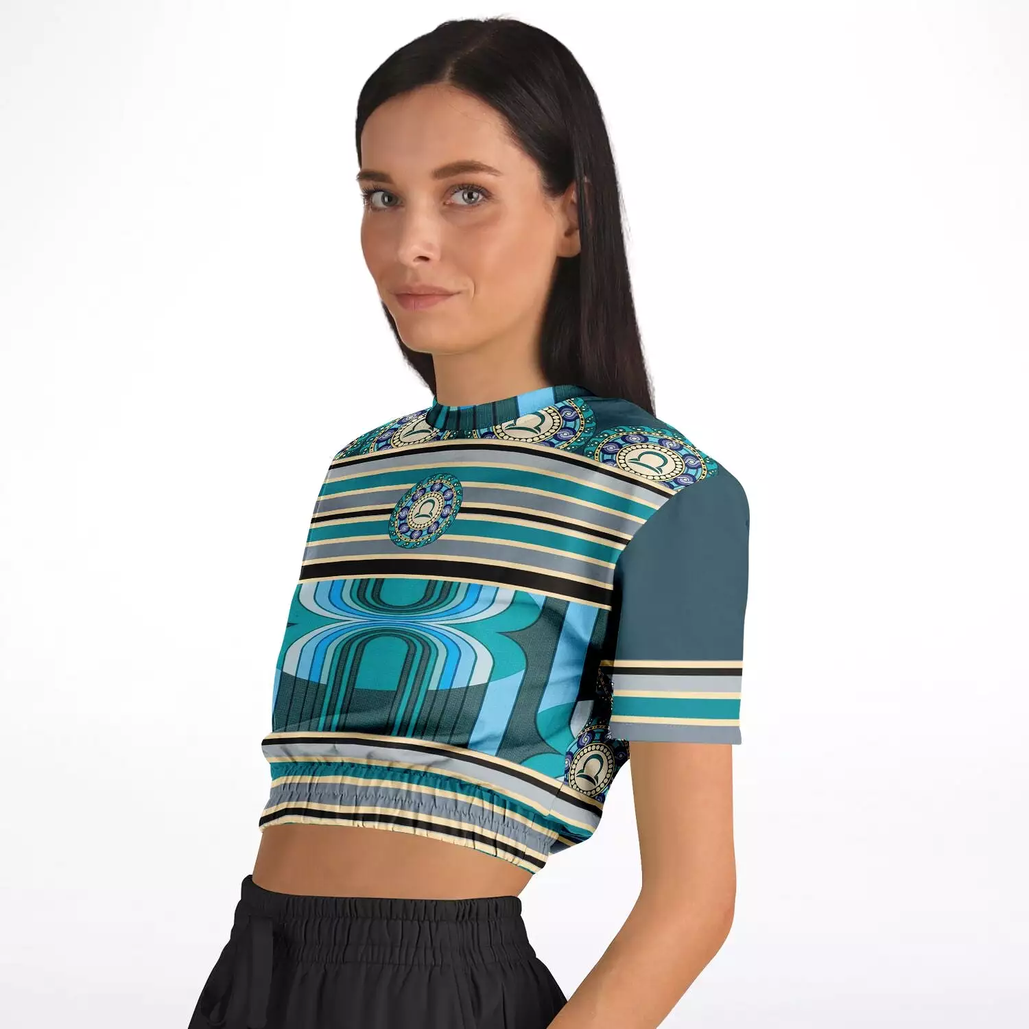 Balanced Life Short Sleeve Cropped Eco-Poly Sweater