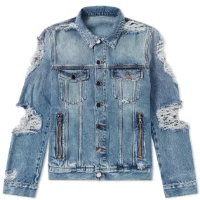 Balmain Destroyed Denim JacketBlue