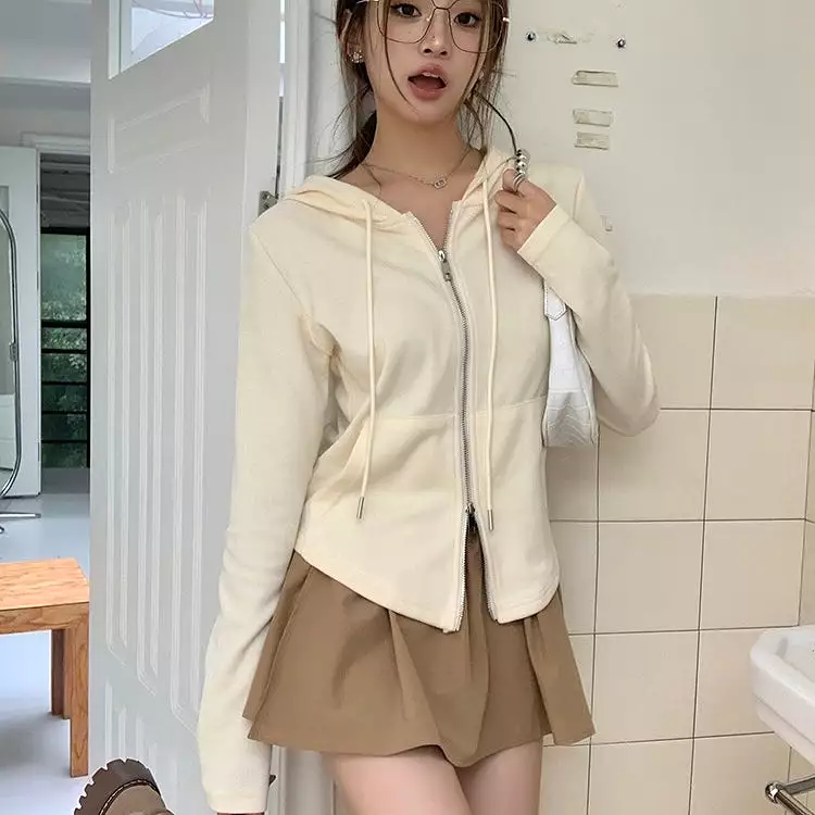 Beige Half-Zip Hoodie