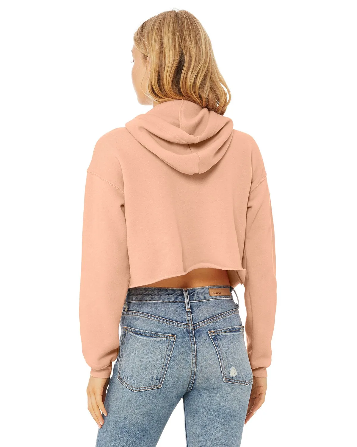 Bella + Canvas Ladies Cropped Fleece Hoodie B7502 Peach