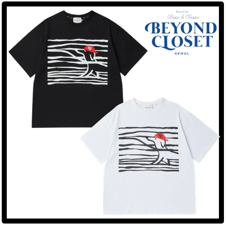 beyond closet  |Unisex Street Style Logo T-Shirts