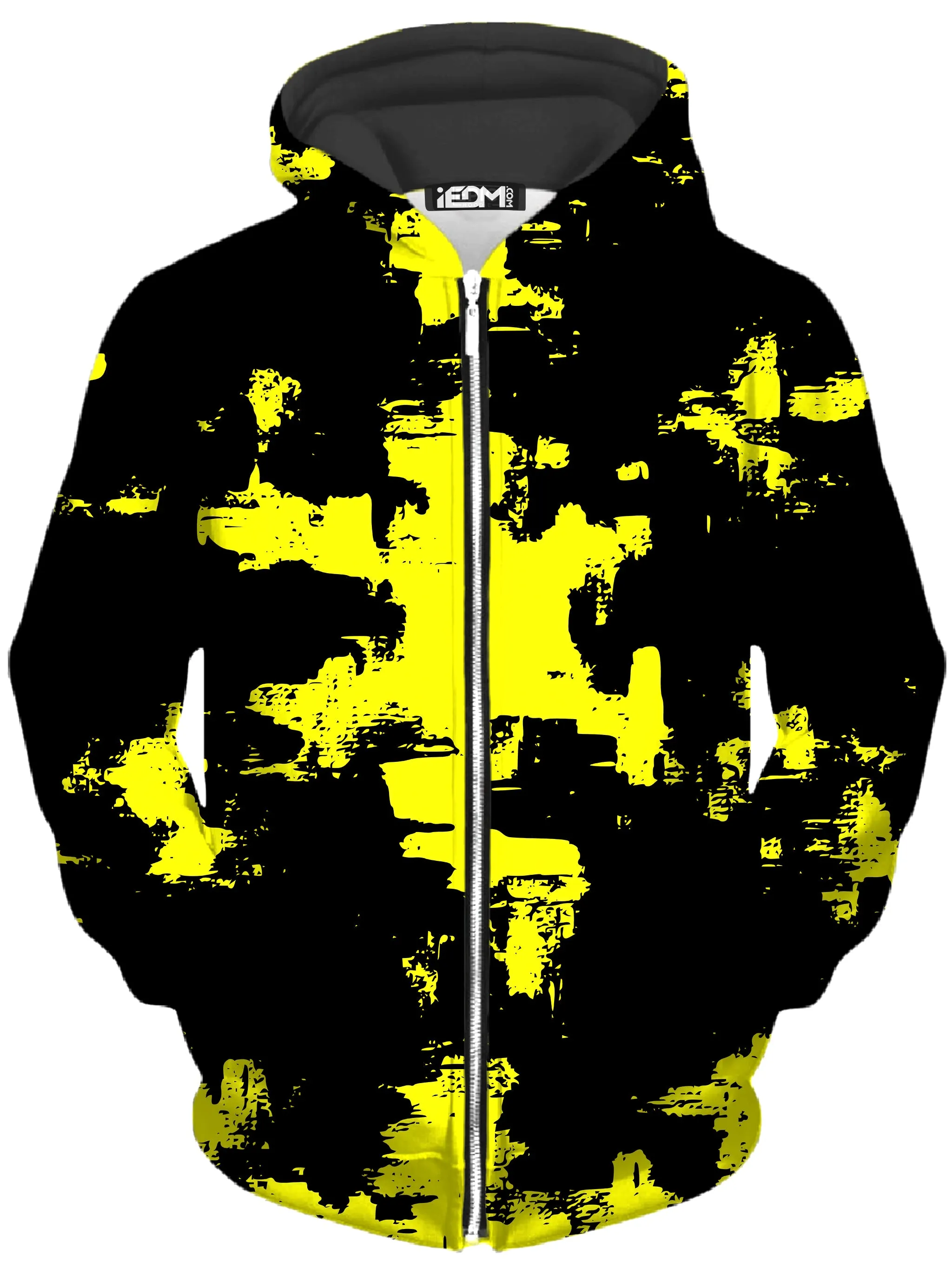 Black and Yellow Abstract Zip-Up Hoodie and Joggers Combo