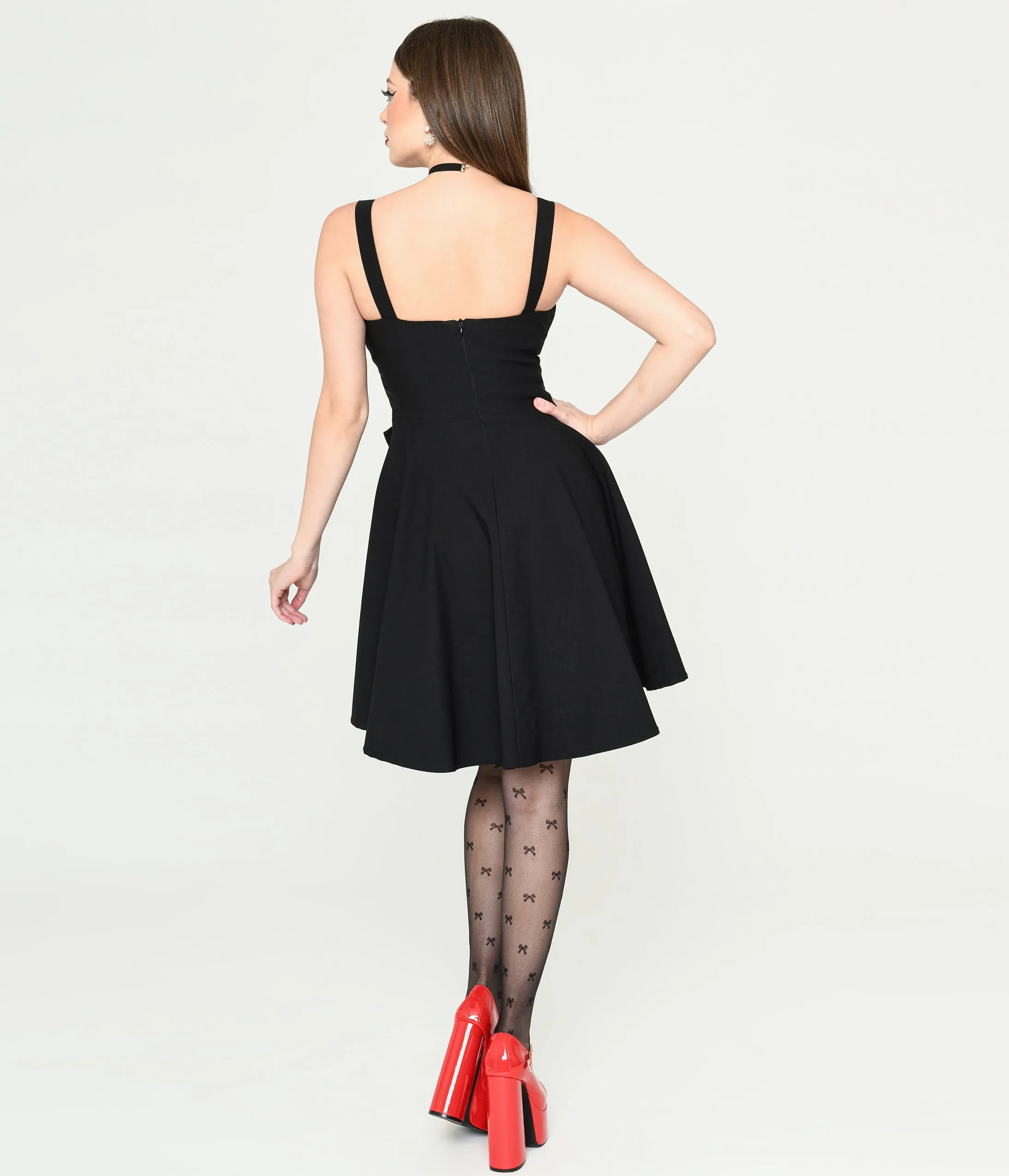 Black Bow Fit & Flare Mini Dress