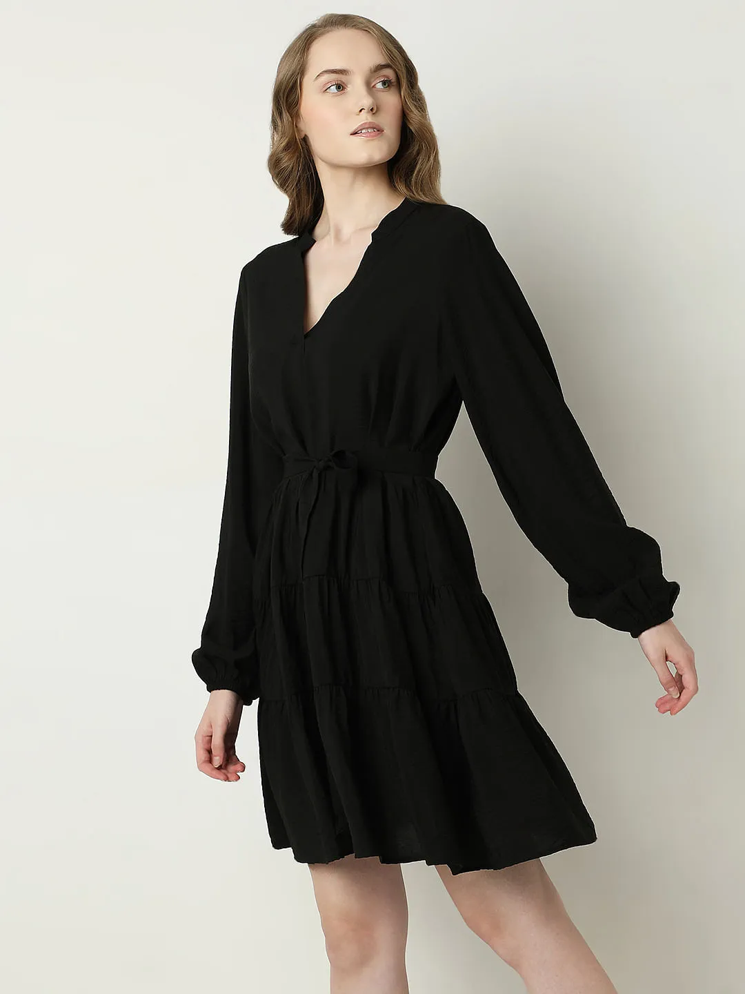 Black Tiered Fit & Flare Dress