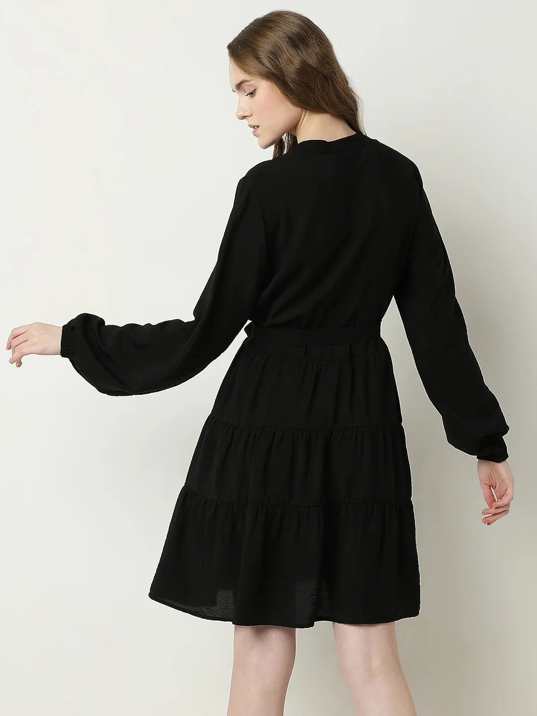 Black Tiered Fit & Flare Dress