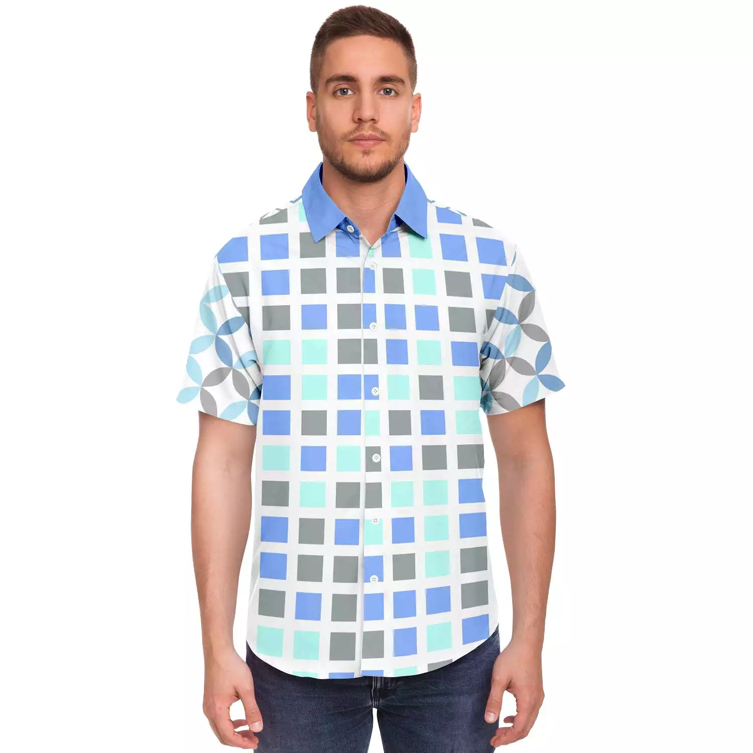 Blue Skies Ahead Short Sleeve Button Down Shirt