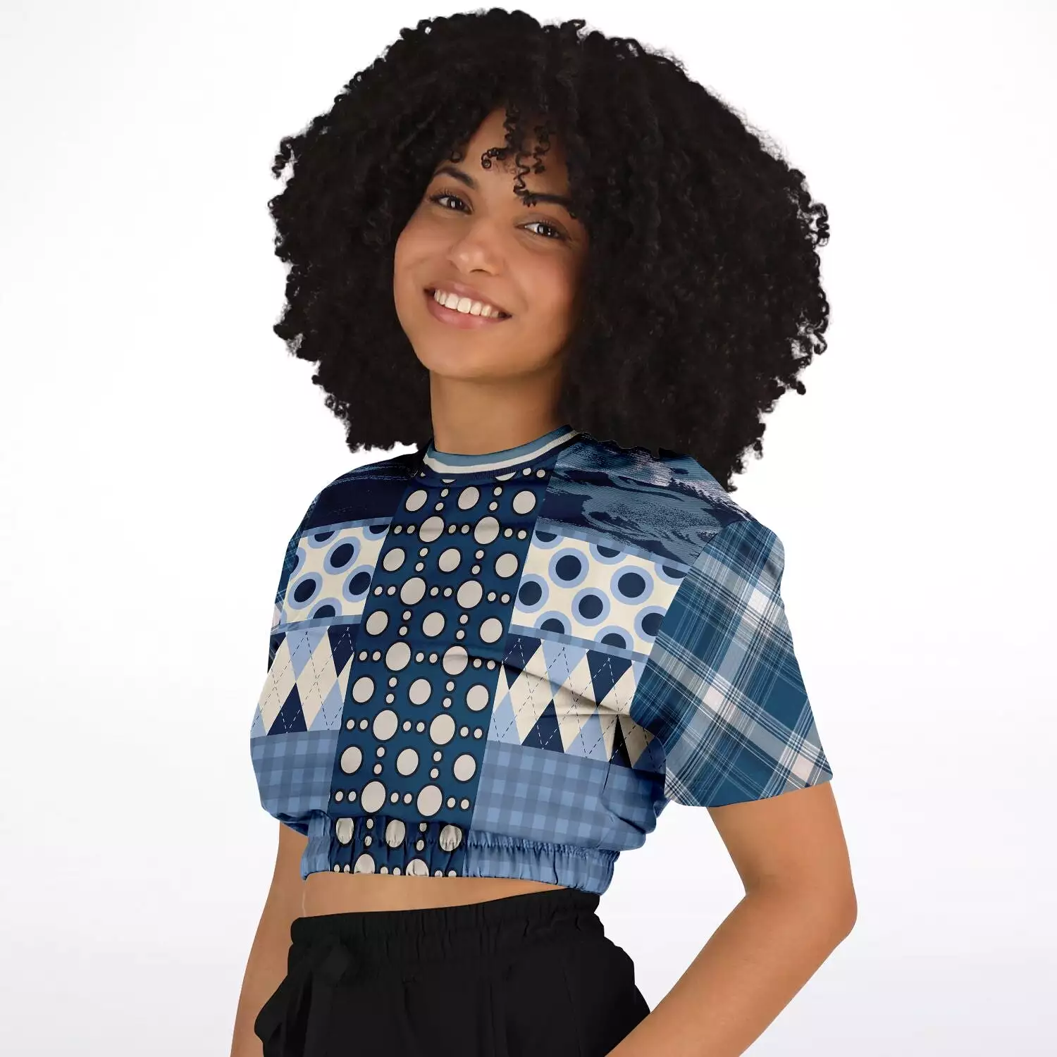 Blueberry Hill Short Sleeve Cropped Eco-Poly Sweater