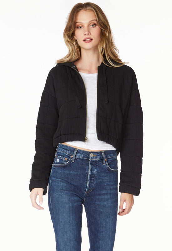 Bobi - Zip Crop Hoodie Black