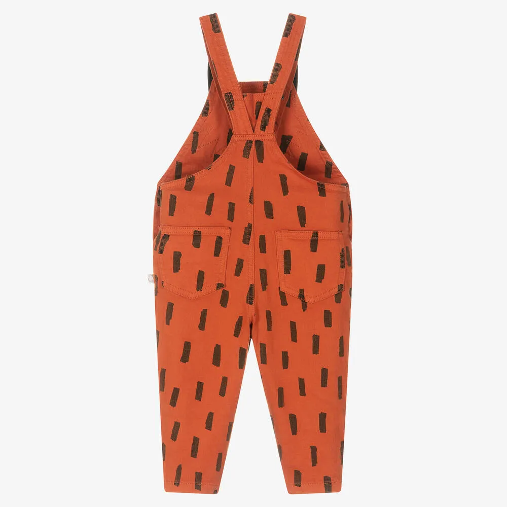 Boys Brown Denim Fox Dungarees