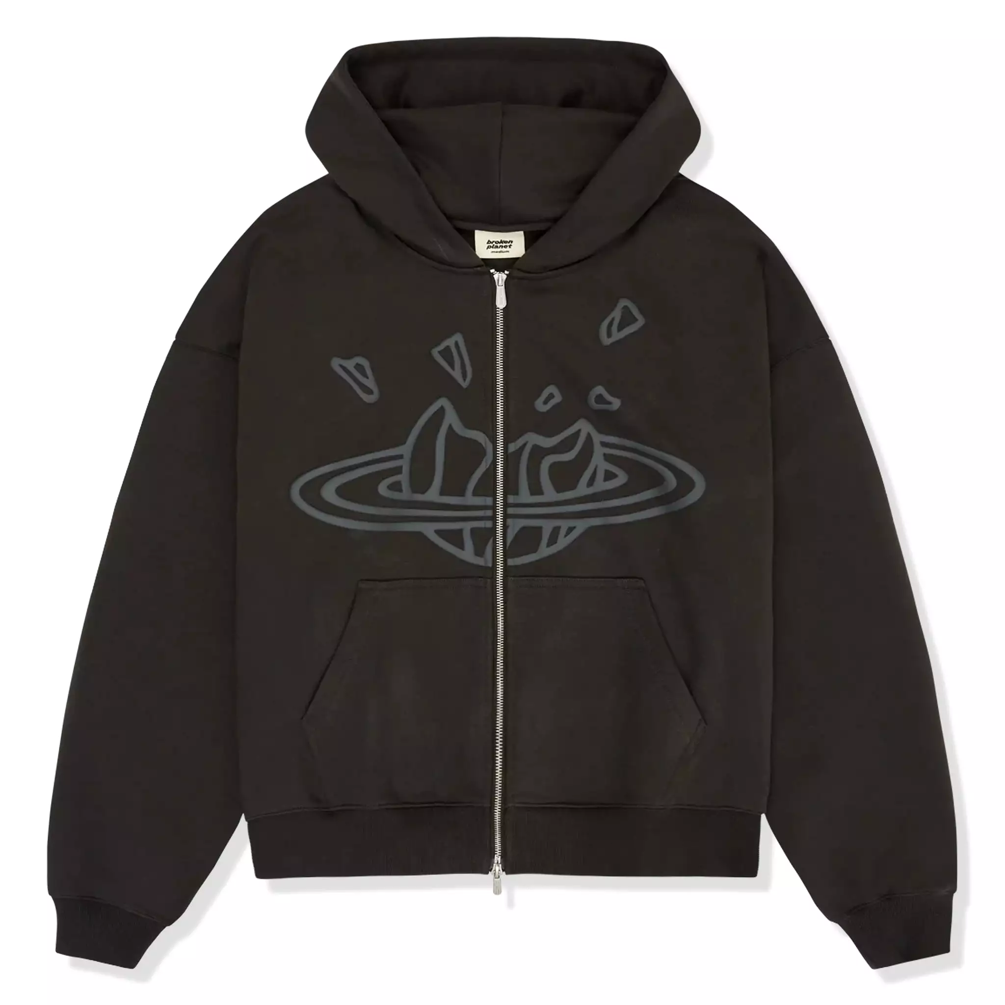 Broken Planet Zip-Up Soot Black Hoodie