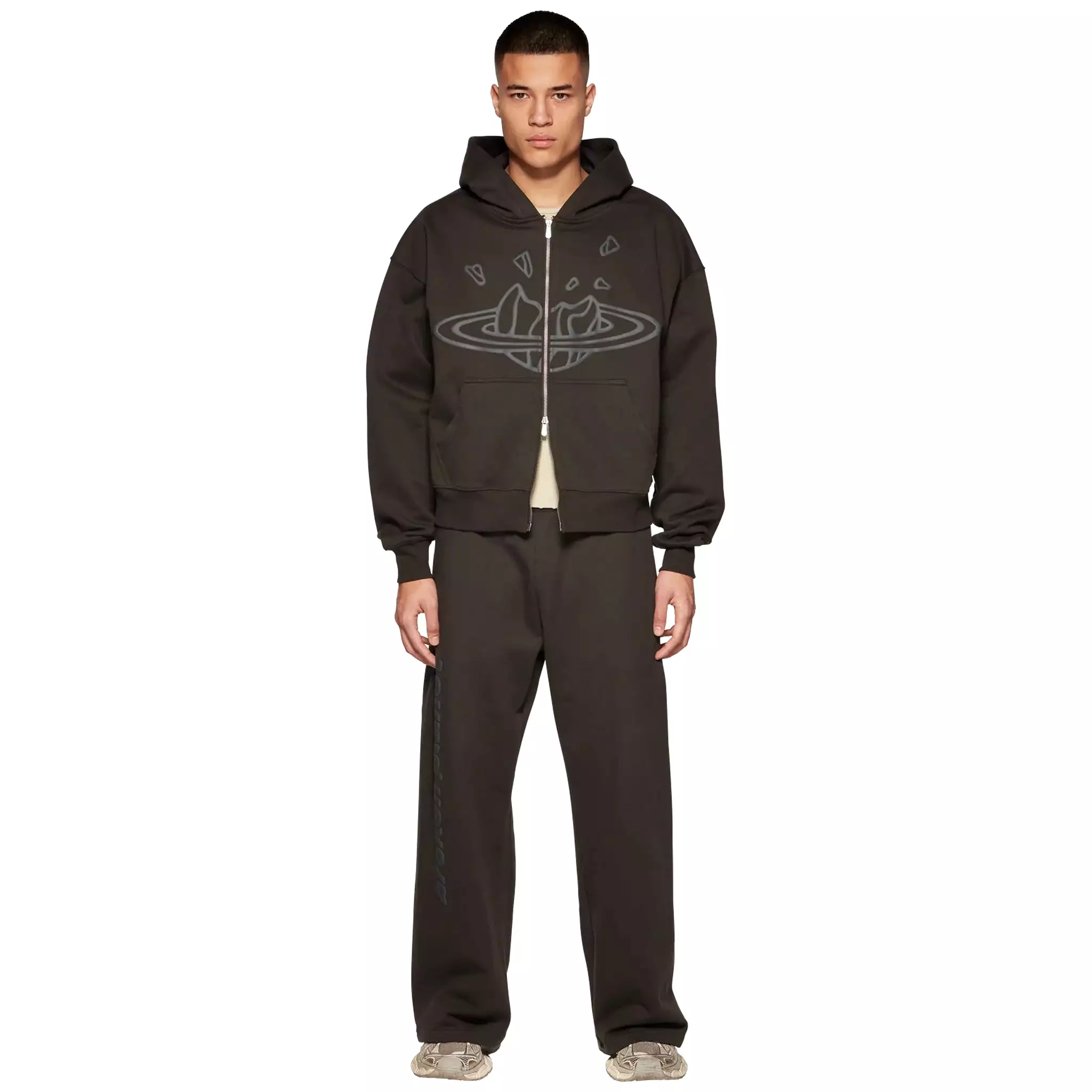 Broken Planet Zip-Up Soot Black Hoodie