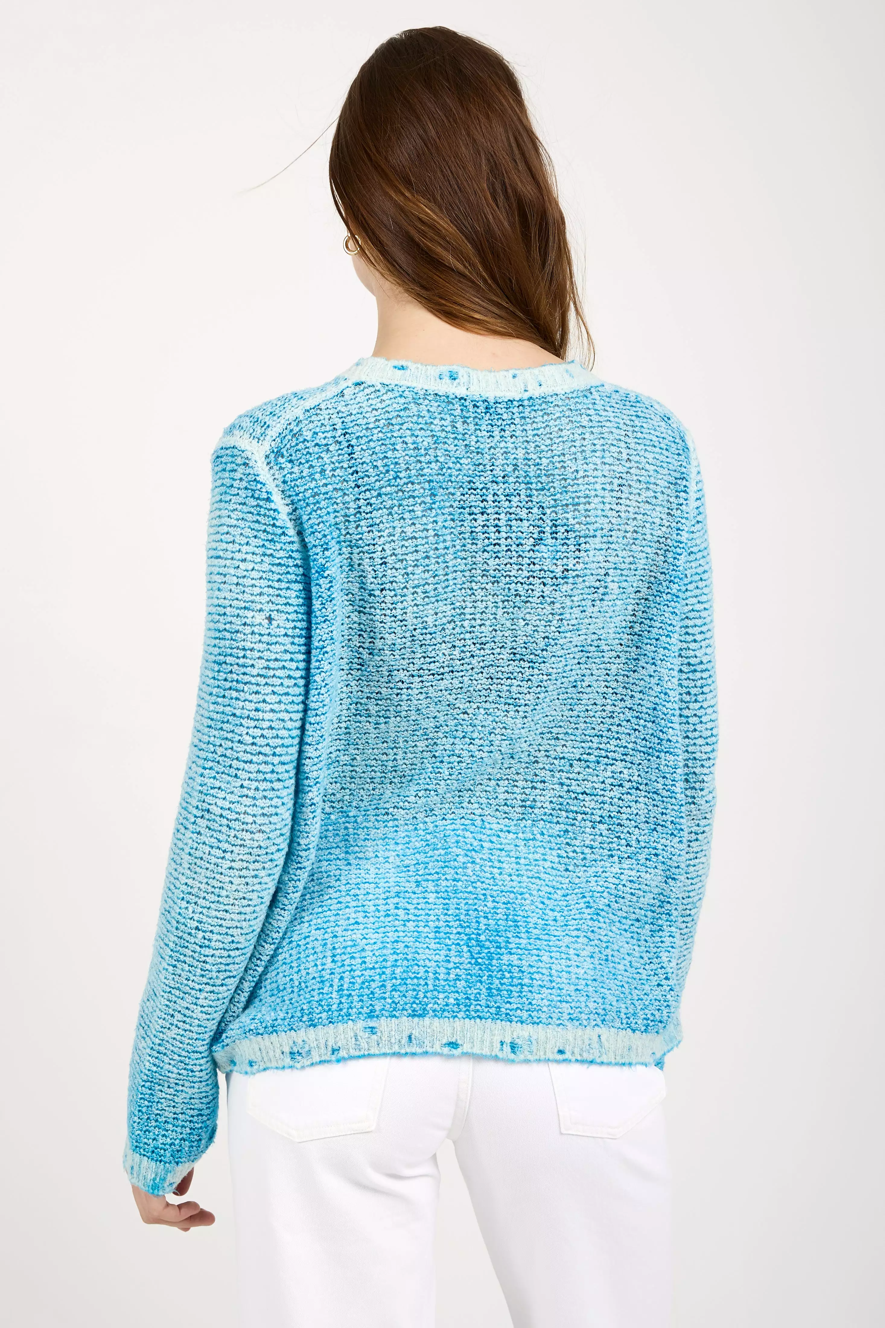 Brushed Cotton Linen Pullover Sweater in Nigella