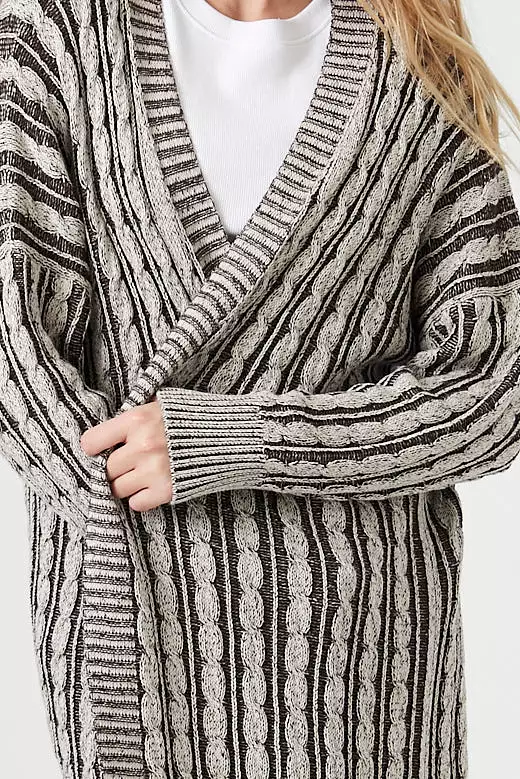 Cable Knit Duster Cardigan Sweater