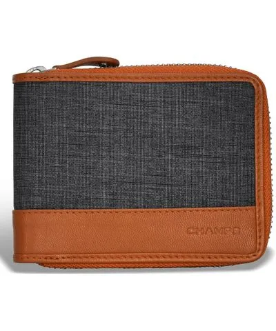 Champs Men's Denim Collection Leather Zip Around Wallet