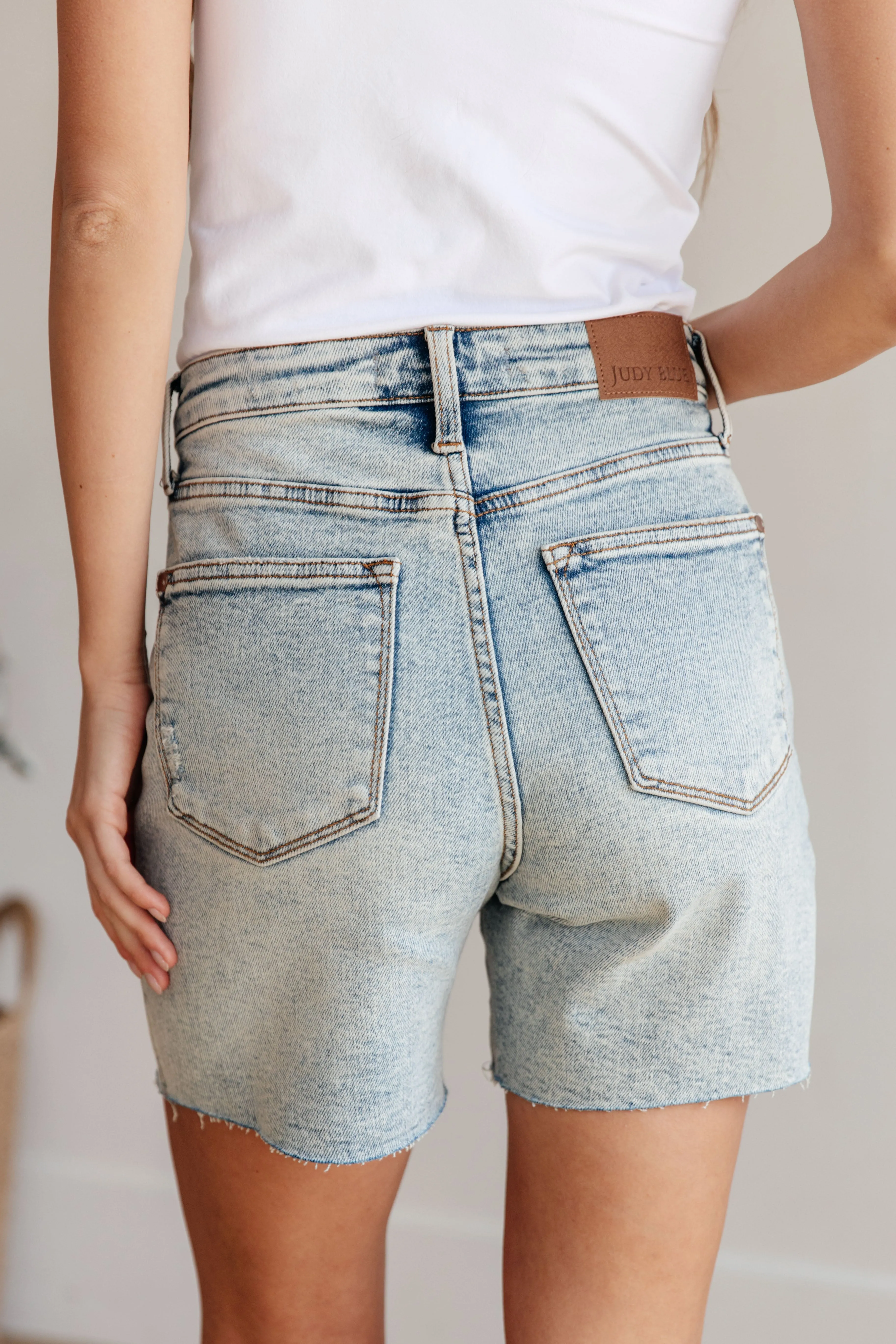 Cindy Mineral Wash Distressed Boyfriend Shorts