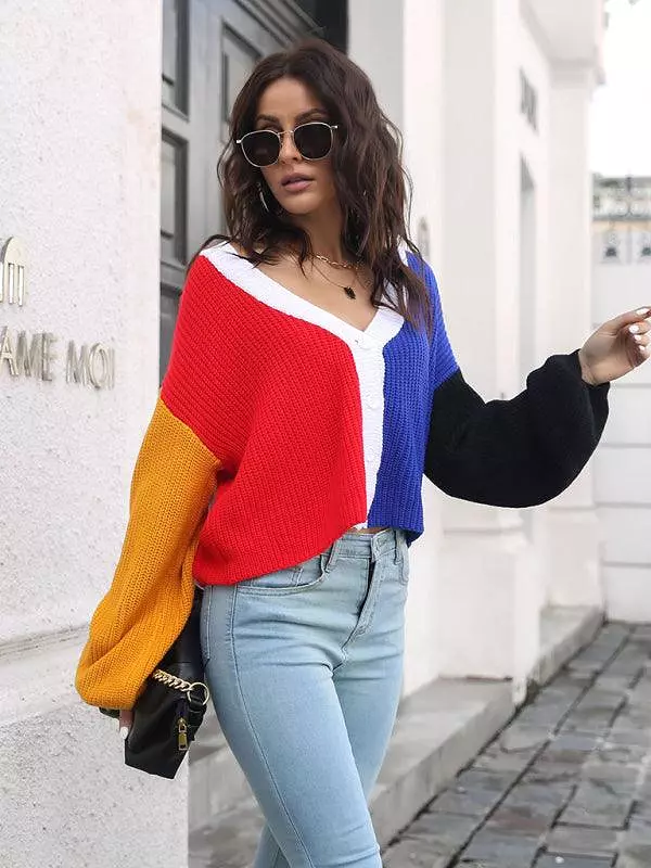 Color Block Cardigan Cardigan Sweater