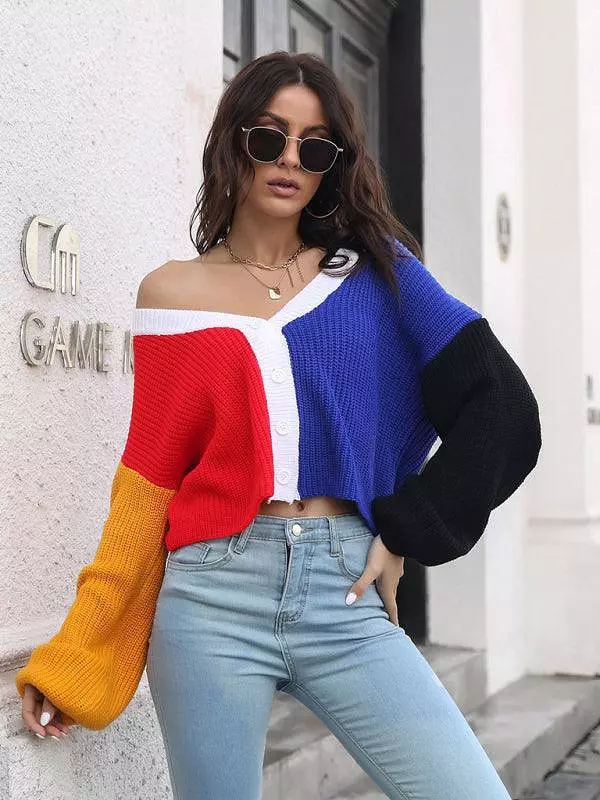 Color Block Cardigan Cardigan Sweater