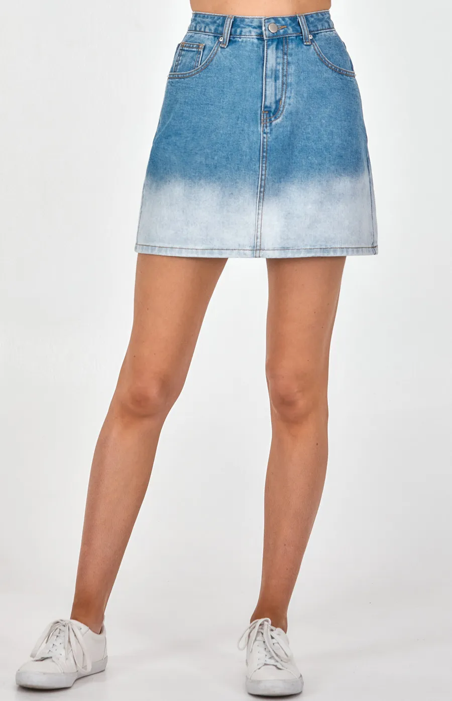 Colour Block Denim Skirt (SDM114)