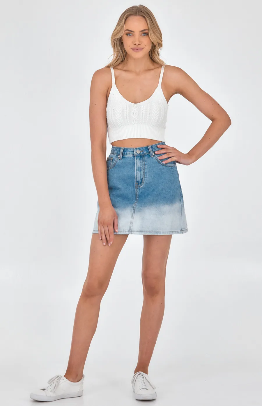 Colour Block Denim Skirt (SDM114)