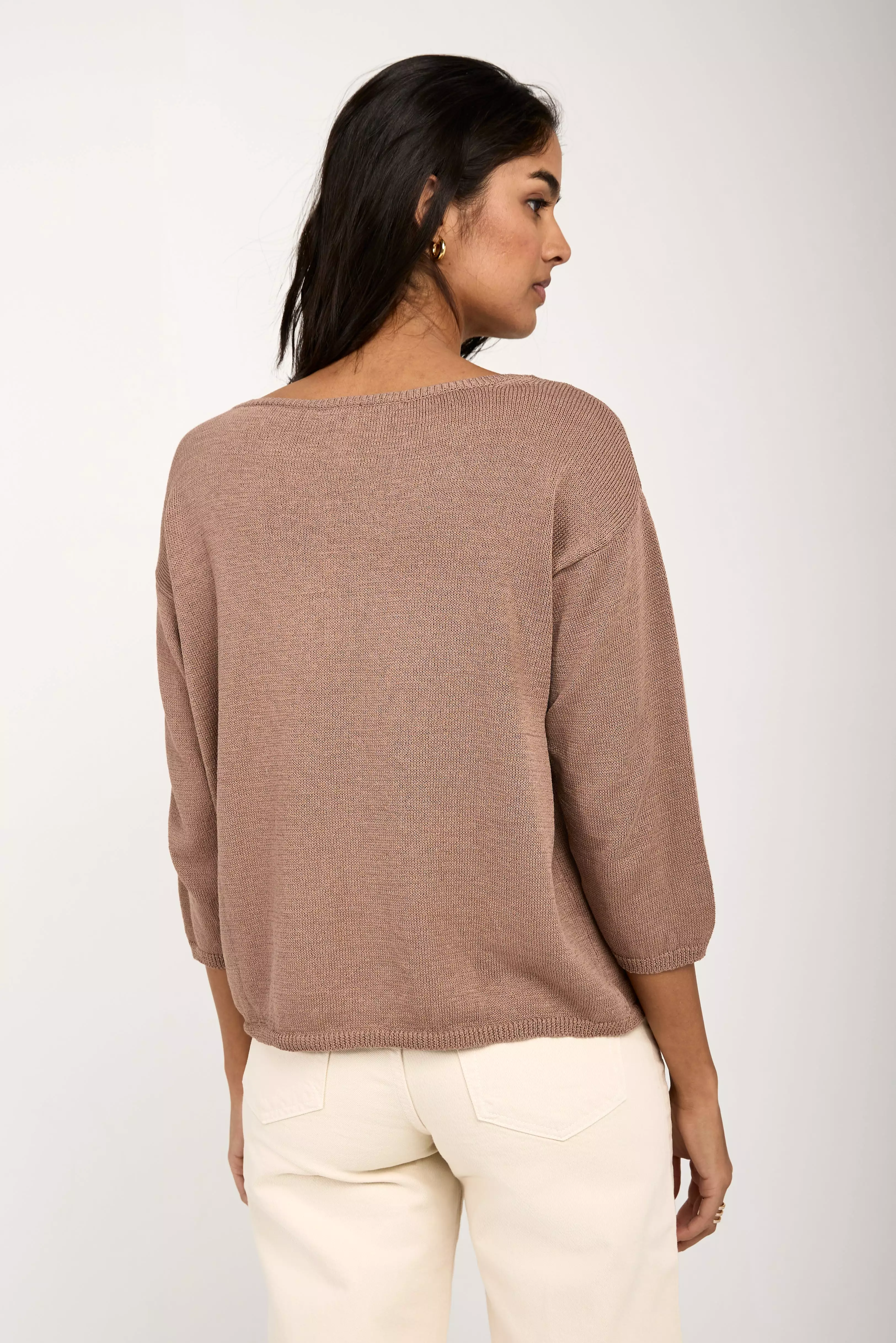 Cotton Silk Pullover Sweater in Skin