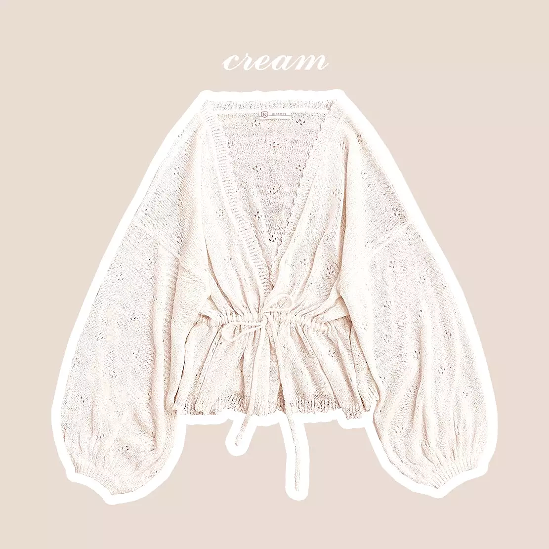 Cream girl retro style thin cardigan sweater