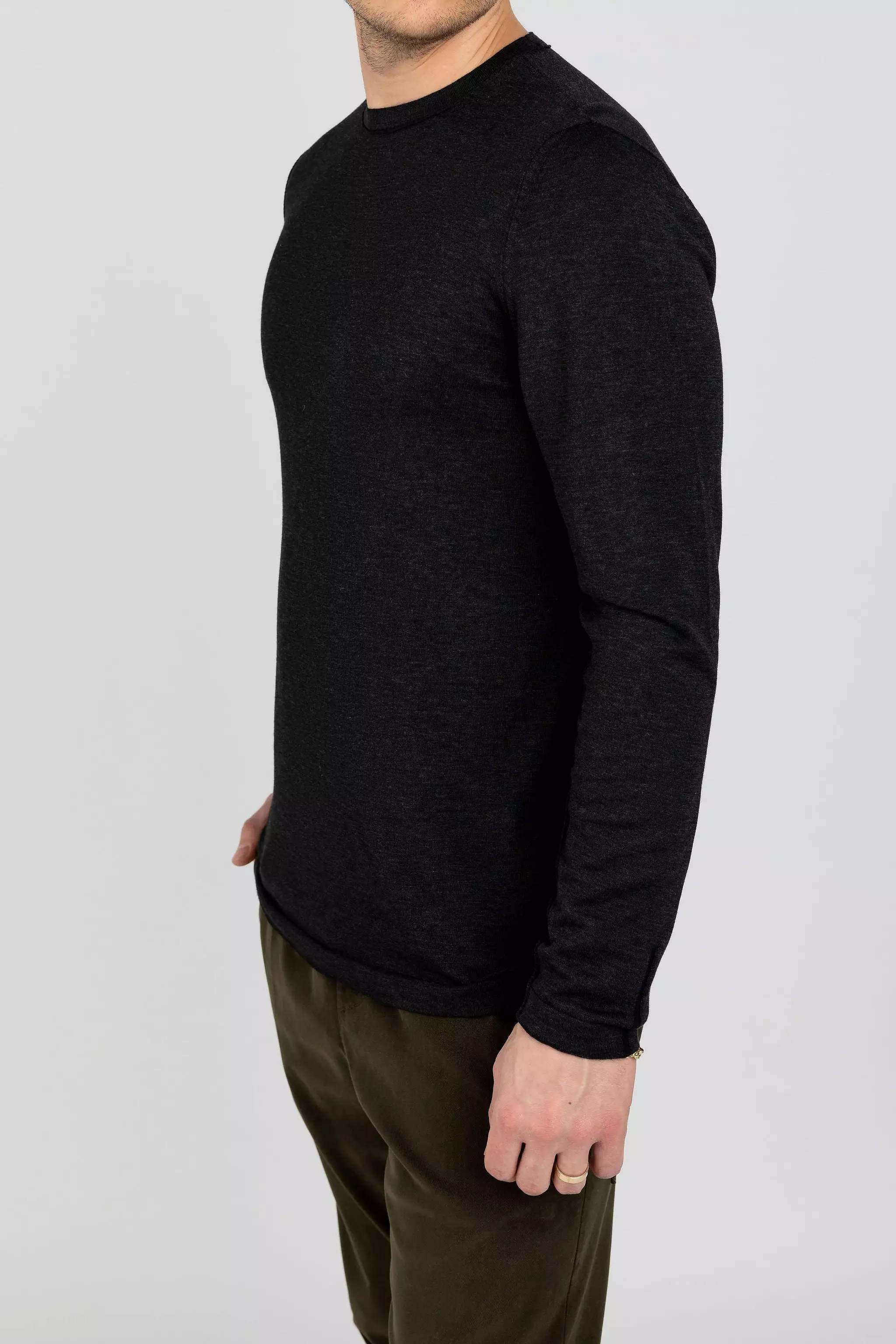 Crewneck Sweater in Grey Black