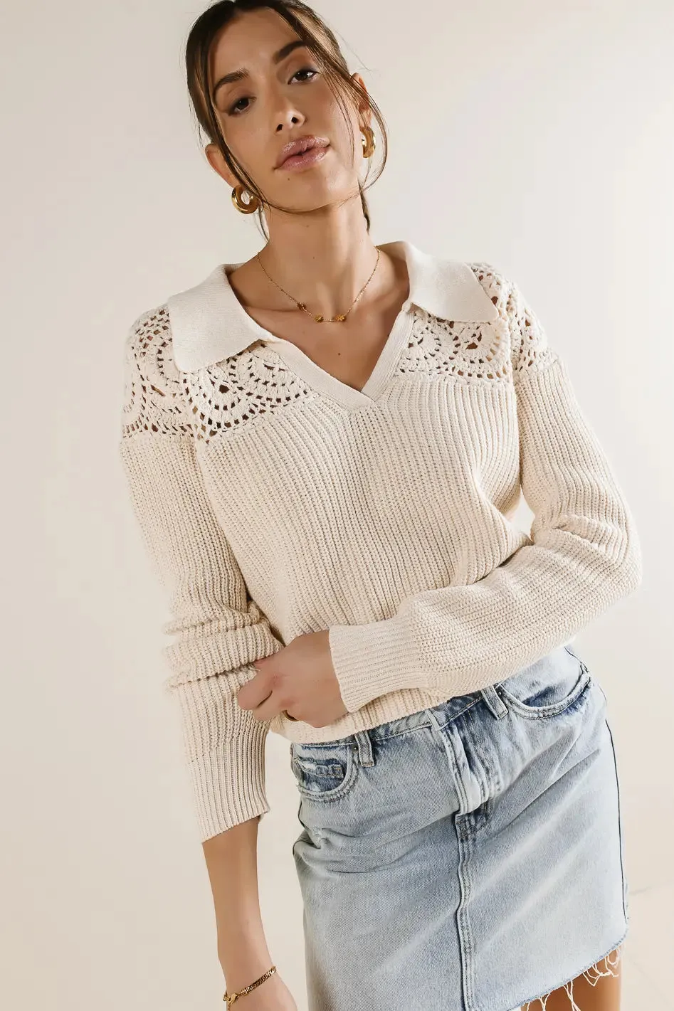 Crochet Collared Sweater