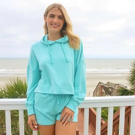 Cropped Hoodie in Sea