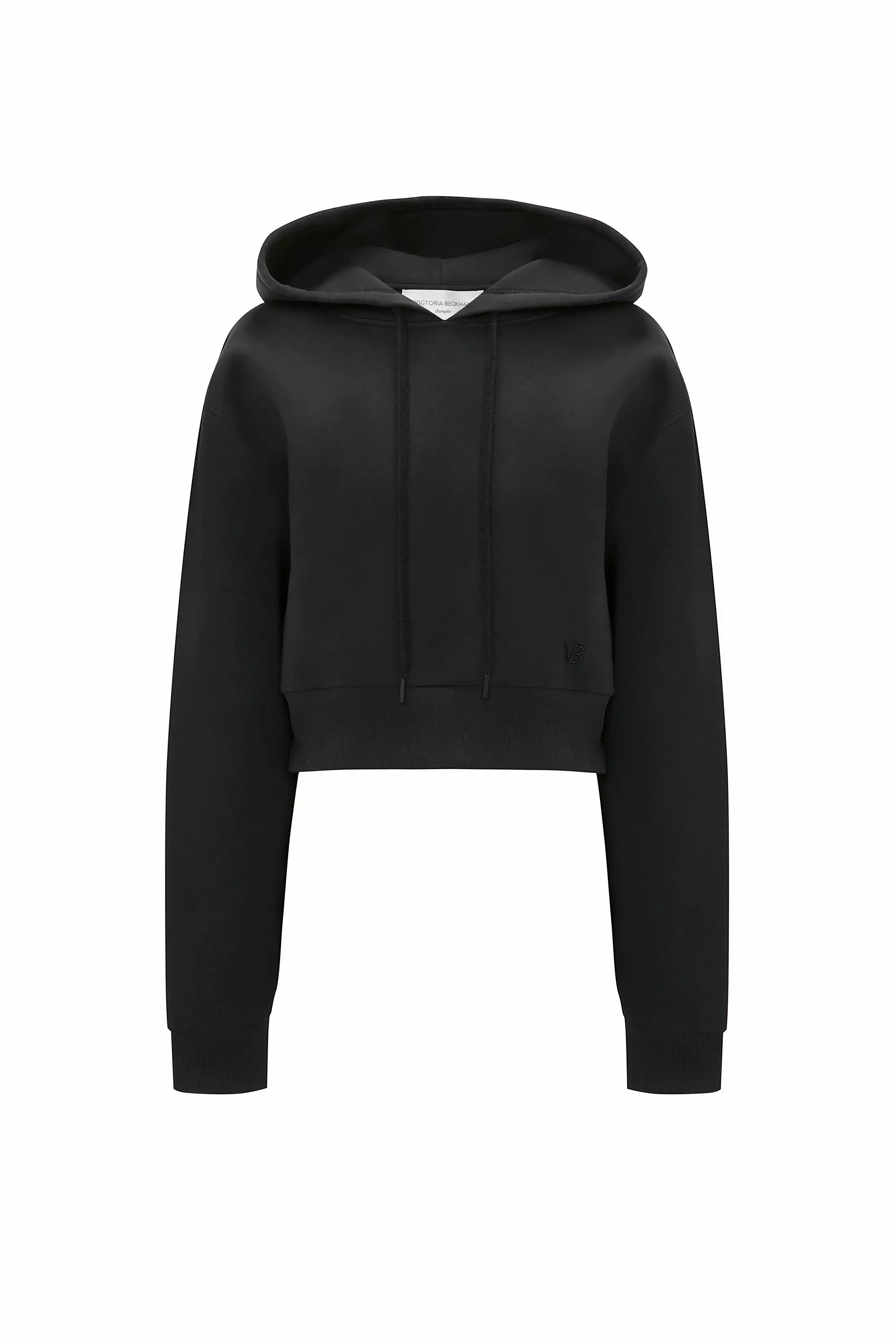 Cropped Neoprene Hoodie In Black