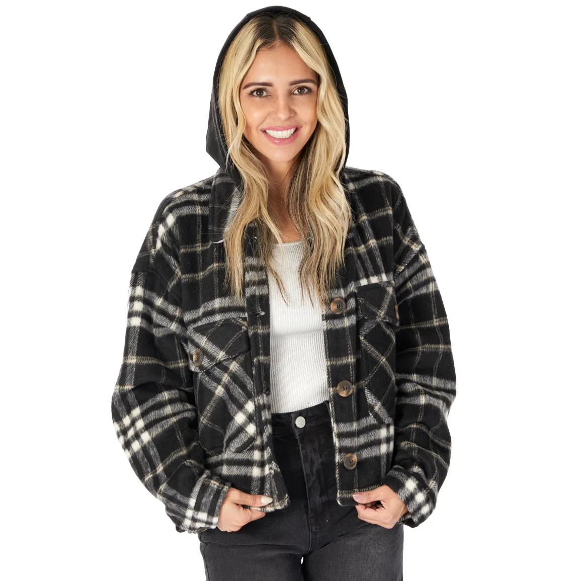 Cropped Plaid Hoodie