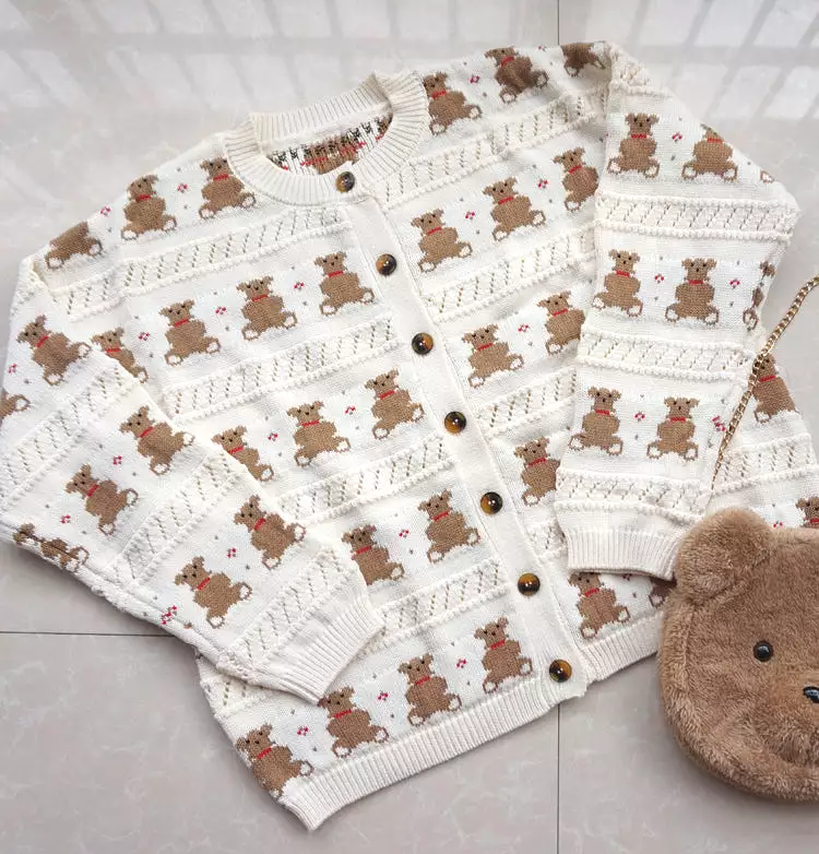 CUTE BEAR KNIT CARDIGAN SWEATER BY21060