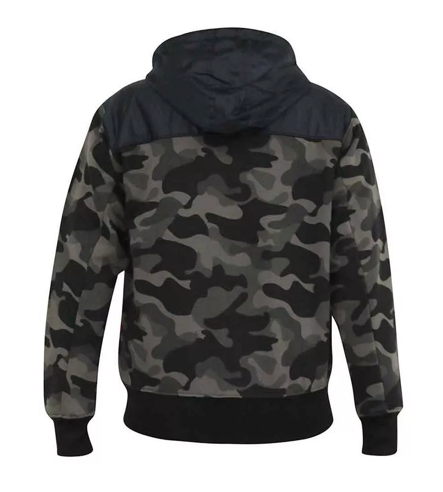 D555 Mens Full Zip Through Camouflage Hoodie With Ripstop Trim (GRENDON)