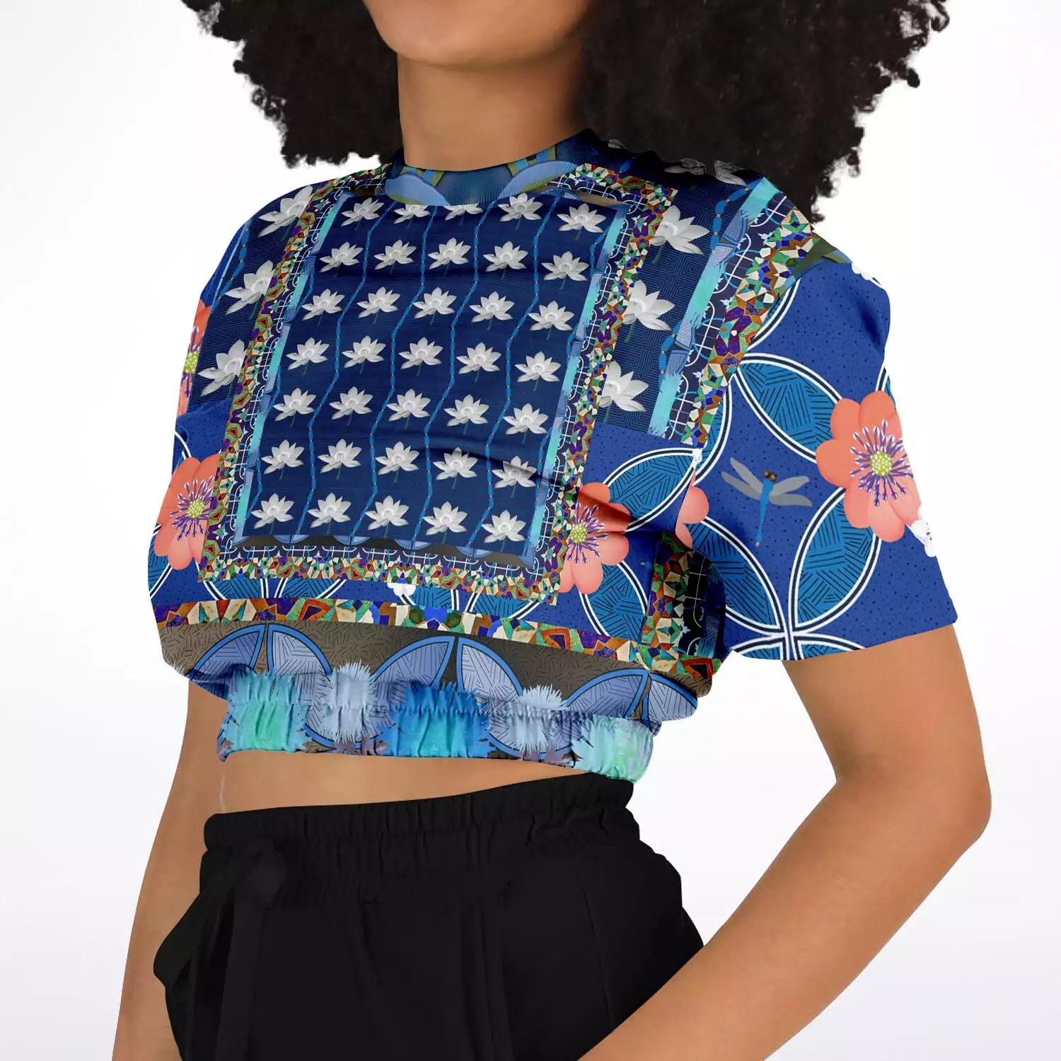 Dahlia Lama Short Sleeve Cropped Eco-Poly Sweater