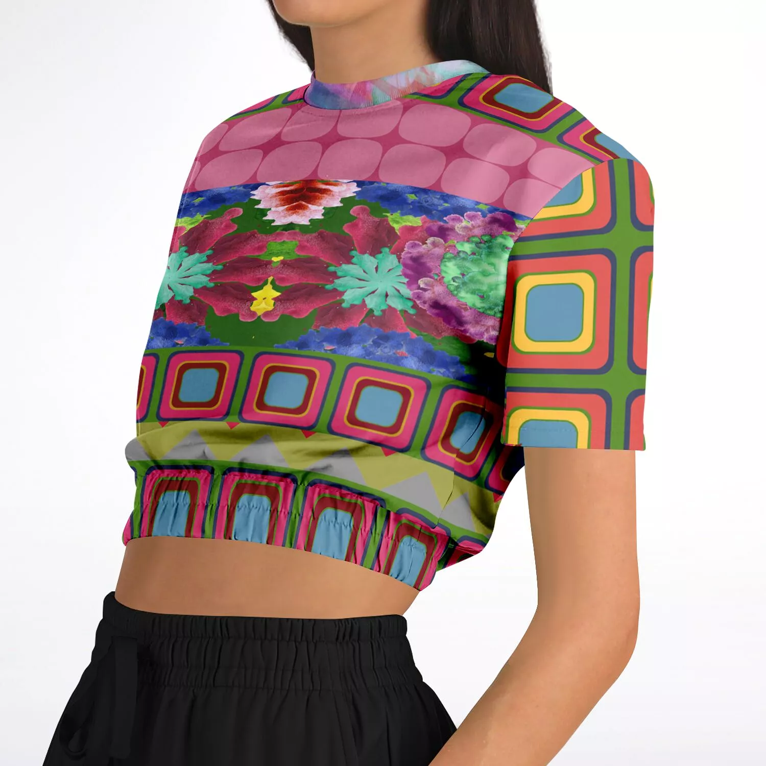 Dayglo Me Short Sleeve Cropped Eco-Poly Sweater