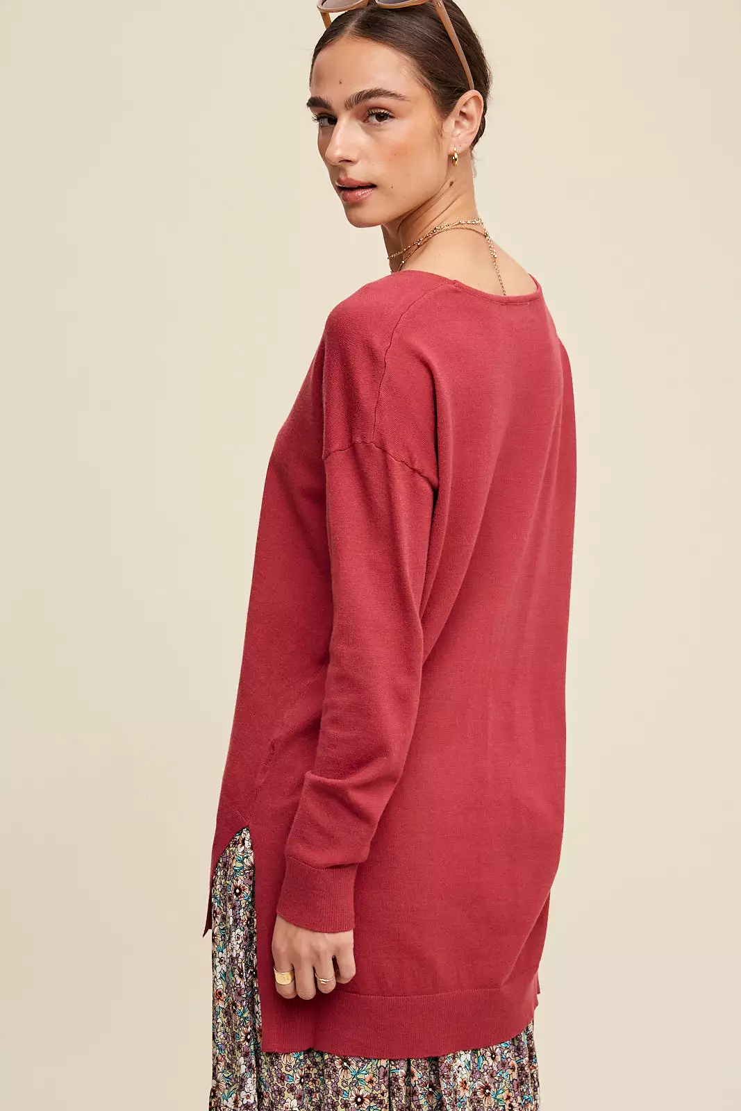 Deep V-neck Loose Fit Pullover Sweater