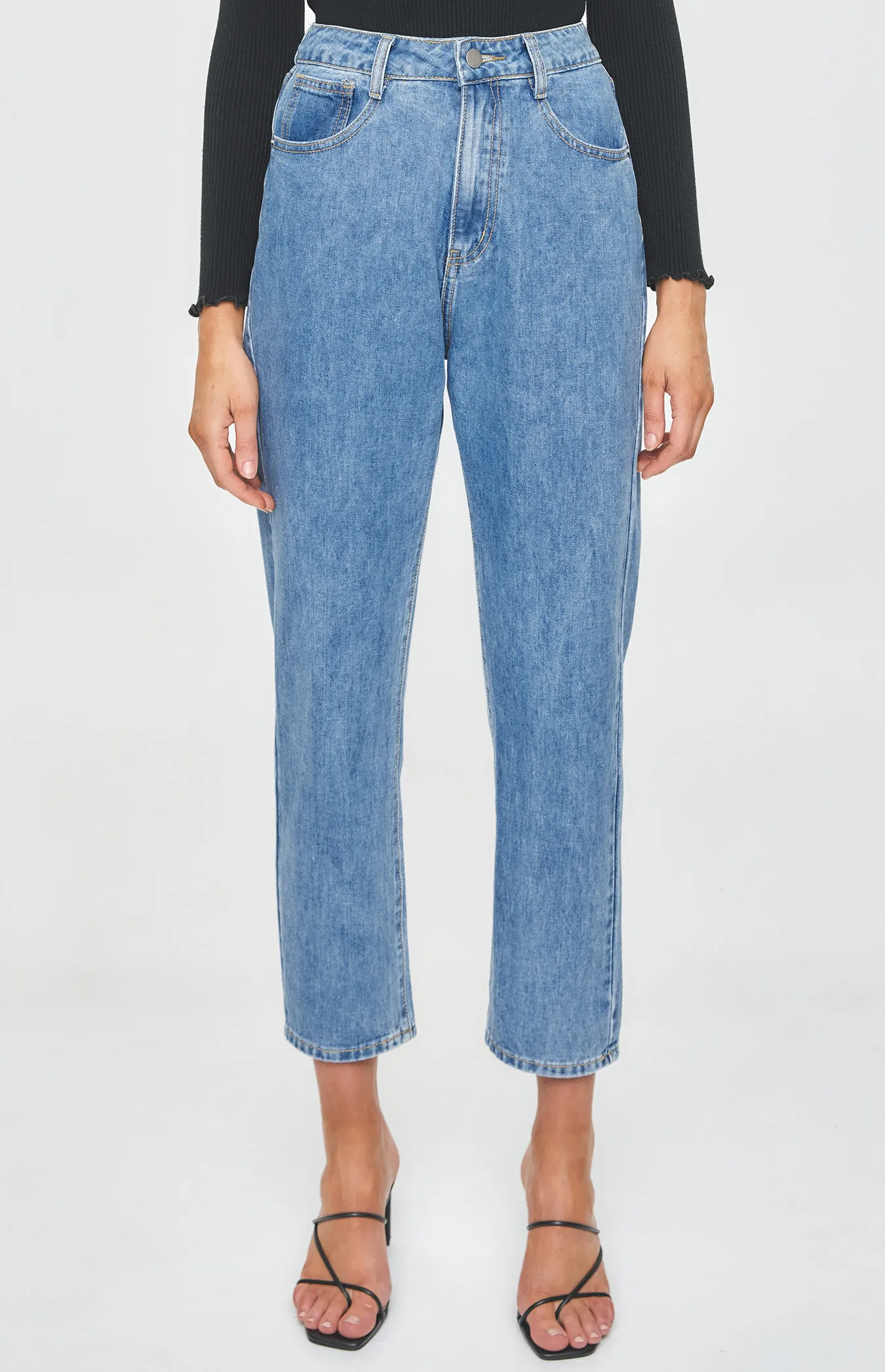 Denim Pants with Front Pockets and Seam Detailing (SDM120)