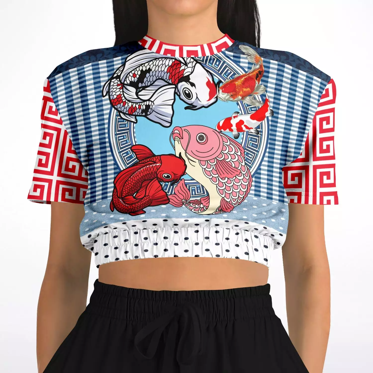 Don't Be Koi Short Sleeve Cropped Eco-Poly Sweater