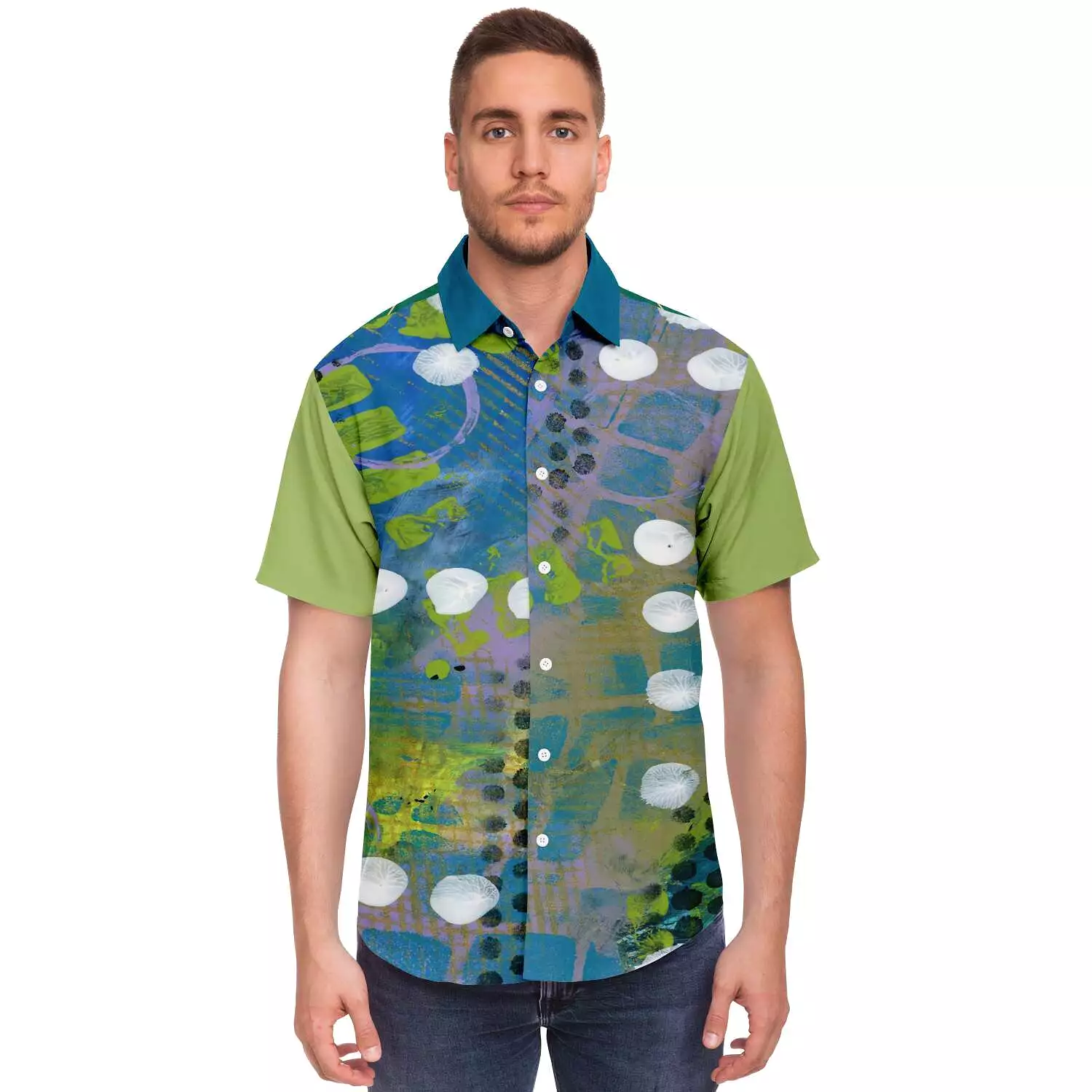 Dragonfly Abstract Print Button Down Shirt