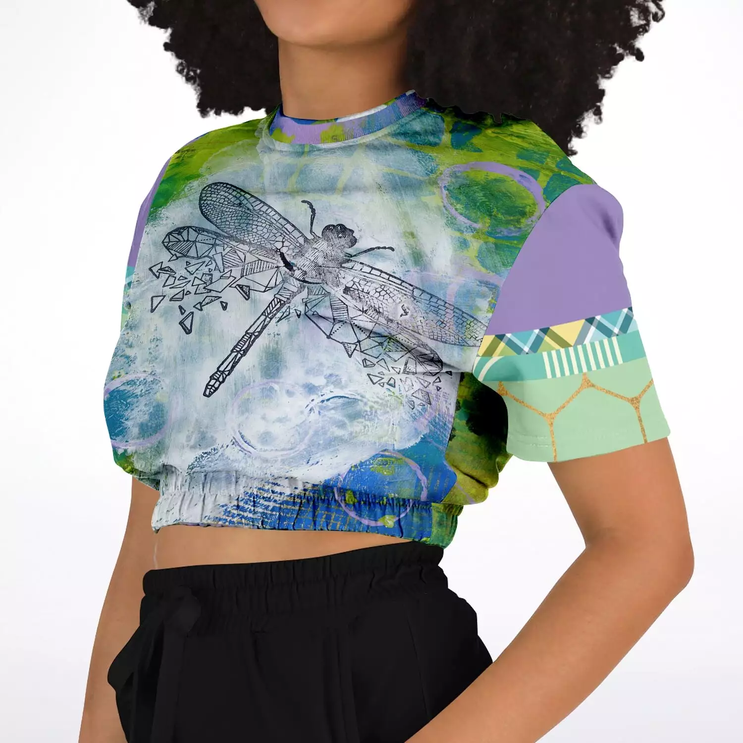 Dragonfly Cropped Fleece Eco-Poly Sweater